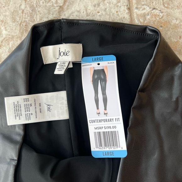 NWT Joie Contemporary Fit Black Faux Leather Leggings Tights, size L - Picture 4 of 7